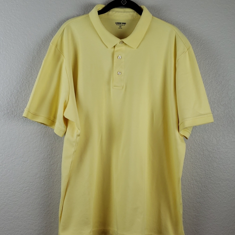 Land End | Men's Yellow Traditional Fit Short Sleeve Cotton Polo XXL
